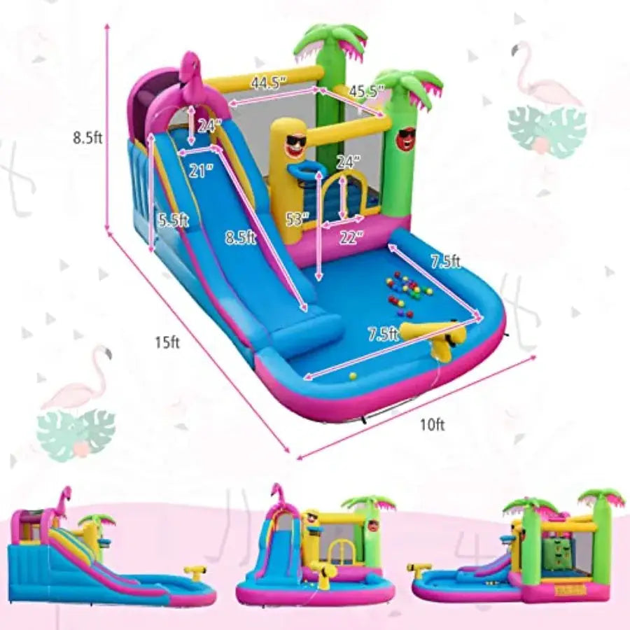 Inflatable Bounce House with Waterslide and Ball Pit for Outdoor Fun with Ocean Balls Bouncy Castle Water Slide for Big Backyar - ToylandEU