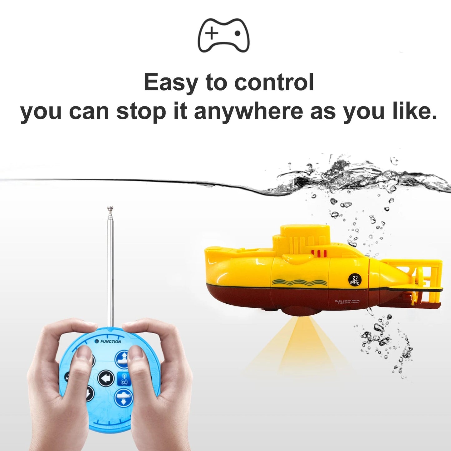 Mini RC Submarine 6CH 0.1m/s Speed 3 Motors Remote Control Boat 23Mins - ToylandEU