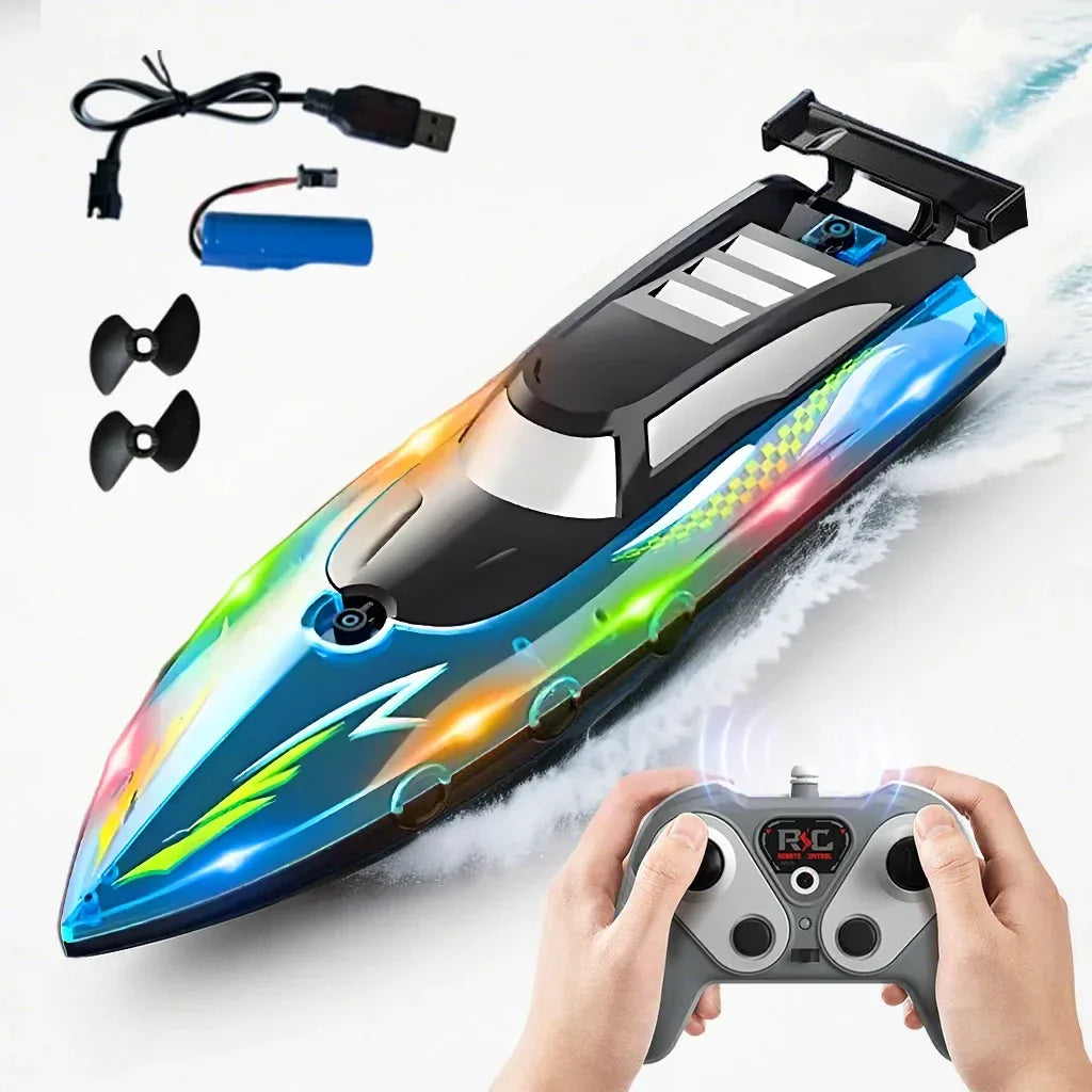 RC Boat With LED Light Proportional Remote Control - ToylandEU