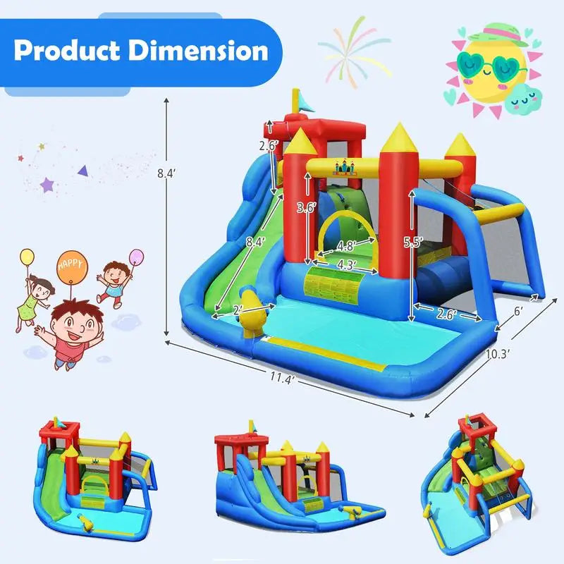 Inflatable Bounce House Water Slide Splash Pool With Blower Included