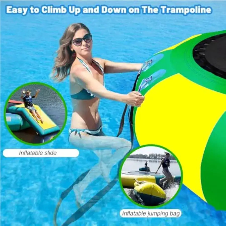 Water Trampoline Park Inflatable Bounce Swimming Jumper Platform with Slide/Tube and Diving Pillow Bag Party Inflatable for Lak - ToylandEU