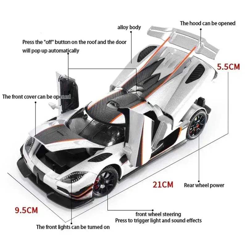  Scale 1 24 Diecast Metal Car With Sound And Light -  ToylandEU™