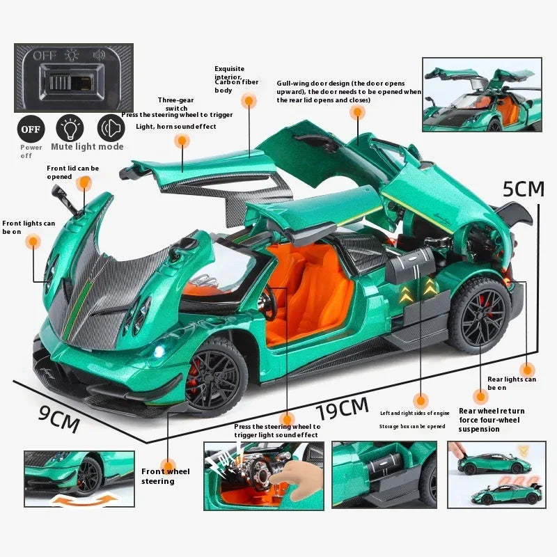 Scale 1 24 Pagani Huayra BC Diecast Metal Model For Display Gift - ToylandEU