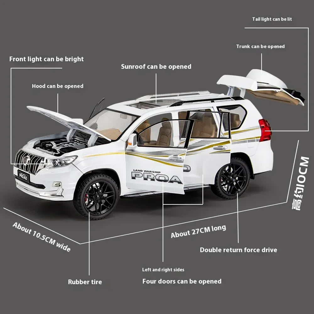 Scale 1 To 18 Diecast Metal Toyota Prado Off Road SUV Car Model - ToylandEU