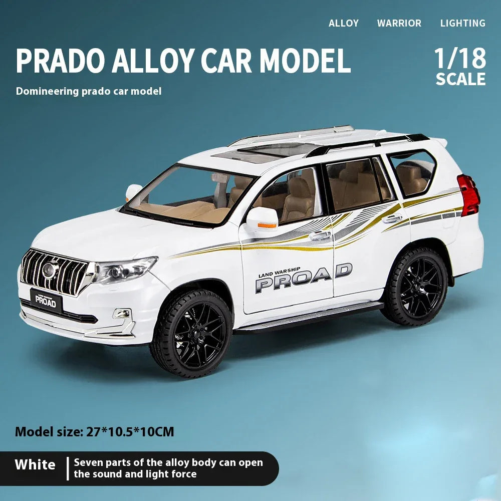 Scale 1 To 18 Diecast Metal Toyota Prado Off Road SUV Car Model - ToylandEU