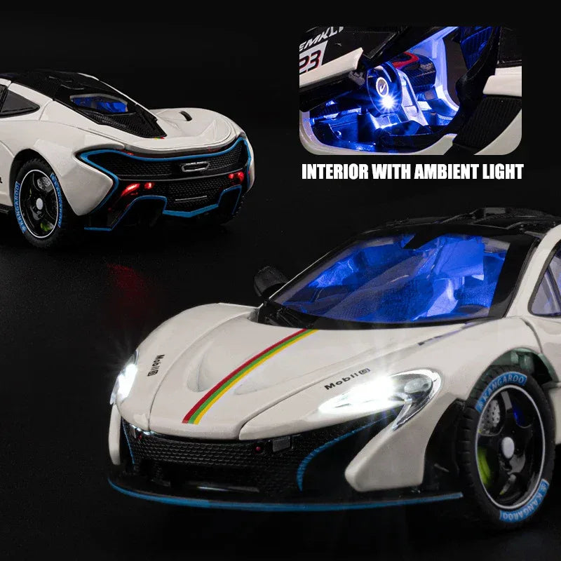 Scale 1 to 24 McLaren P1 GTR Diecast Model Car Alloy Sound And Lights - ToylandEU