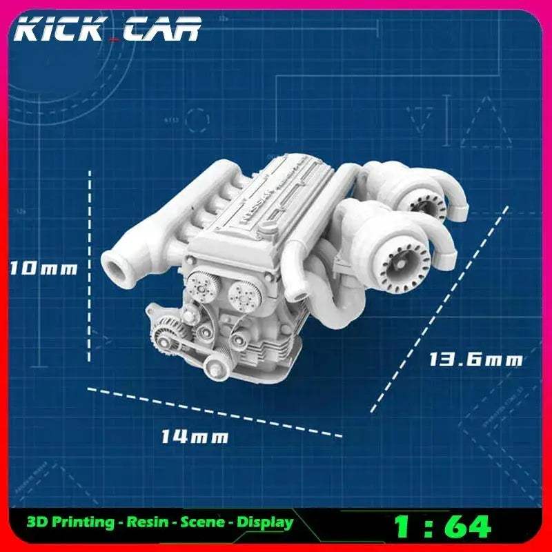 Scale Car Engine For Diorama Garage Scene Paintable - ToylandEU
