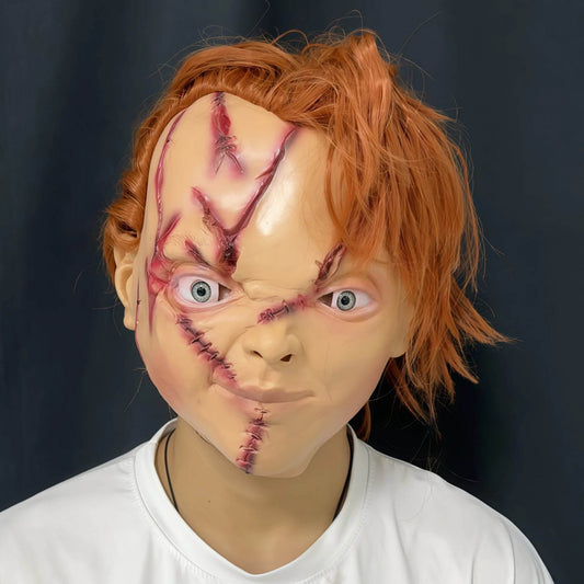 Scary Chucky Mask Horror Doll Latex Full Head Halloween Costume Creepy Killer Face Cosplay Prop Adults Head Cover Party Decor - ToylandEU