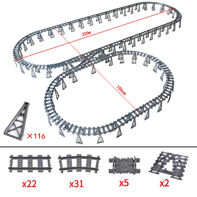 City Train Tracks Building Blocks Kit For Kids DIY Creativity