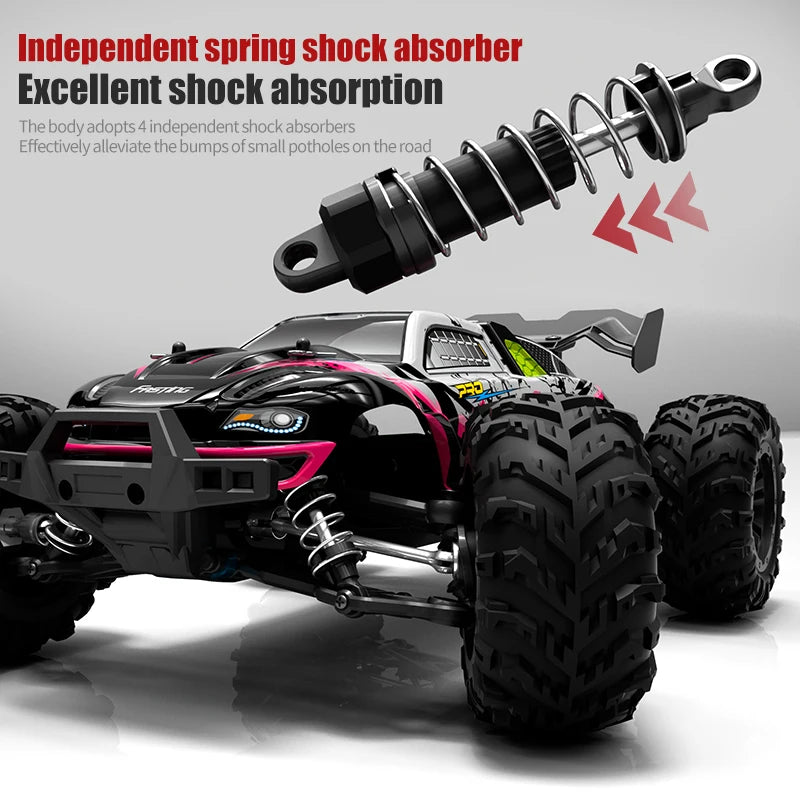 RC High-Speed 1:16 4WD Brushless Remote Control Monster Truck - 75KM/H Off-Road Adventure with LED Lights for Boys