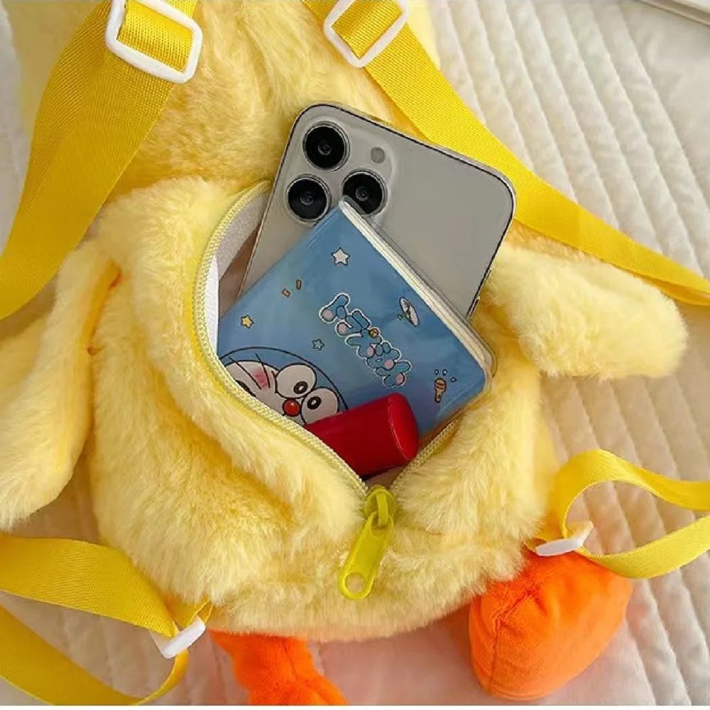 Adorable Plush Yellow Duck Backpack - Fun & Cozy Kids' Bag