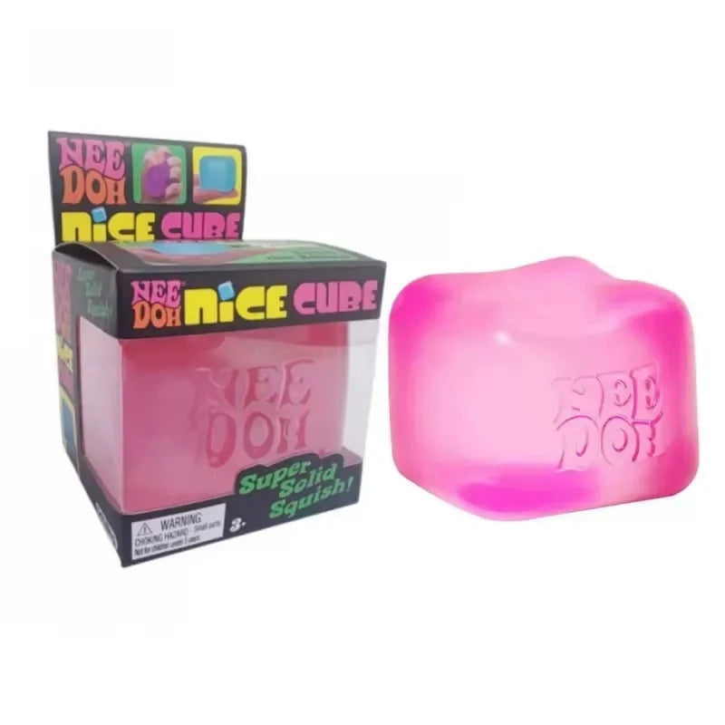 Jellyfish Squishy Toy | Pink Ice Cube Shape | Anxiety Relief Fidget | For Adults