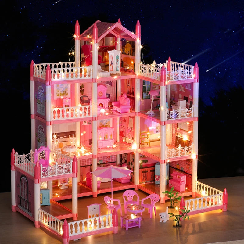 Princess Castle LED Lights DIY Dollhouse Kit - Perfect Gift for Girls