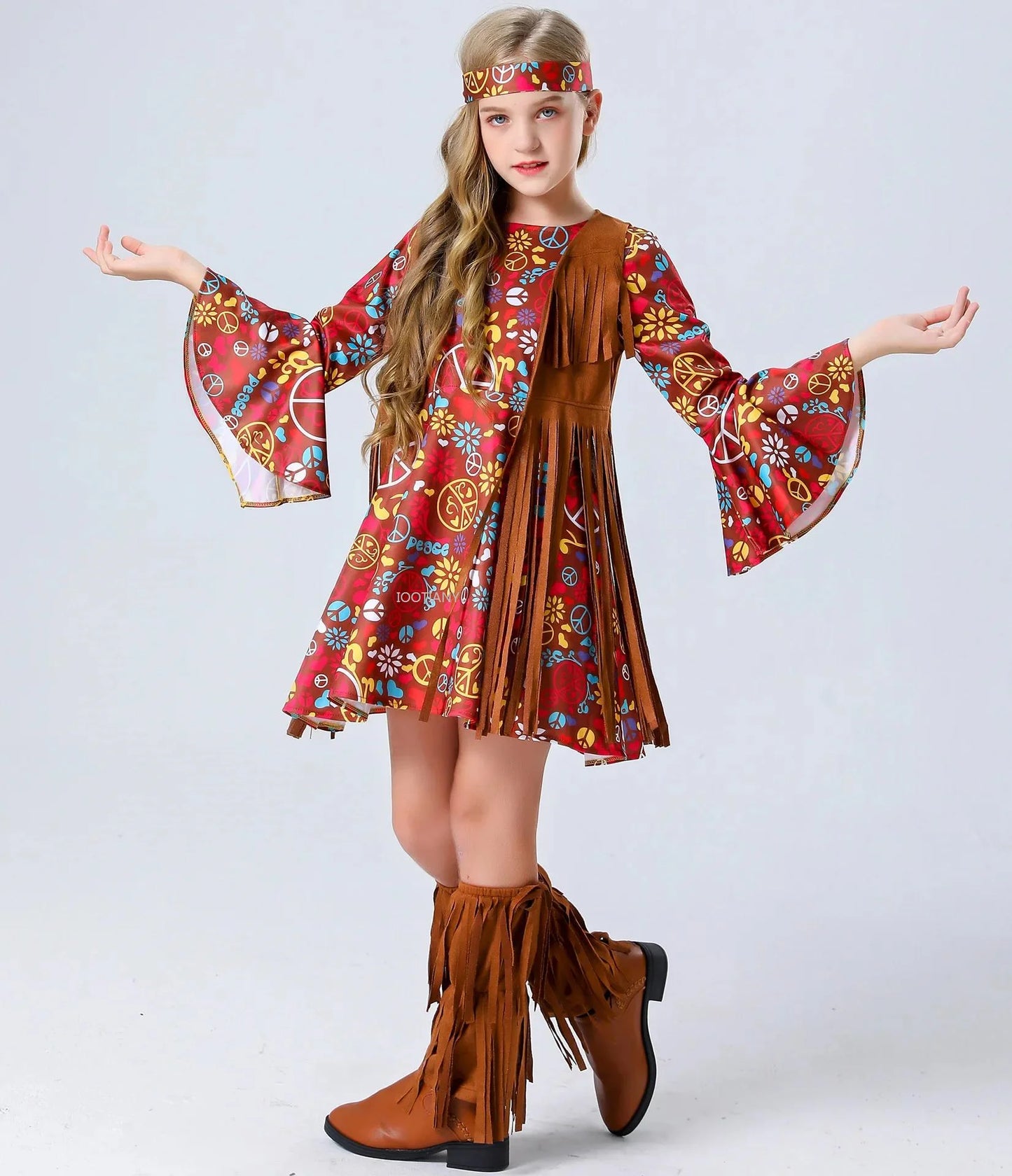 Groovy Kids' Hippie Costume with Fun Tassels for Festivals & Halloween