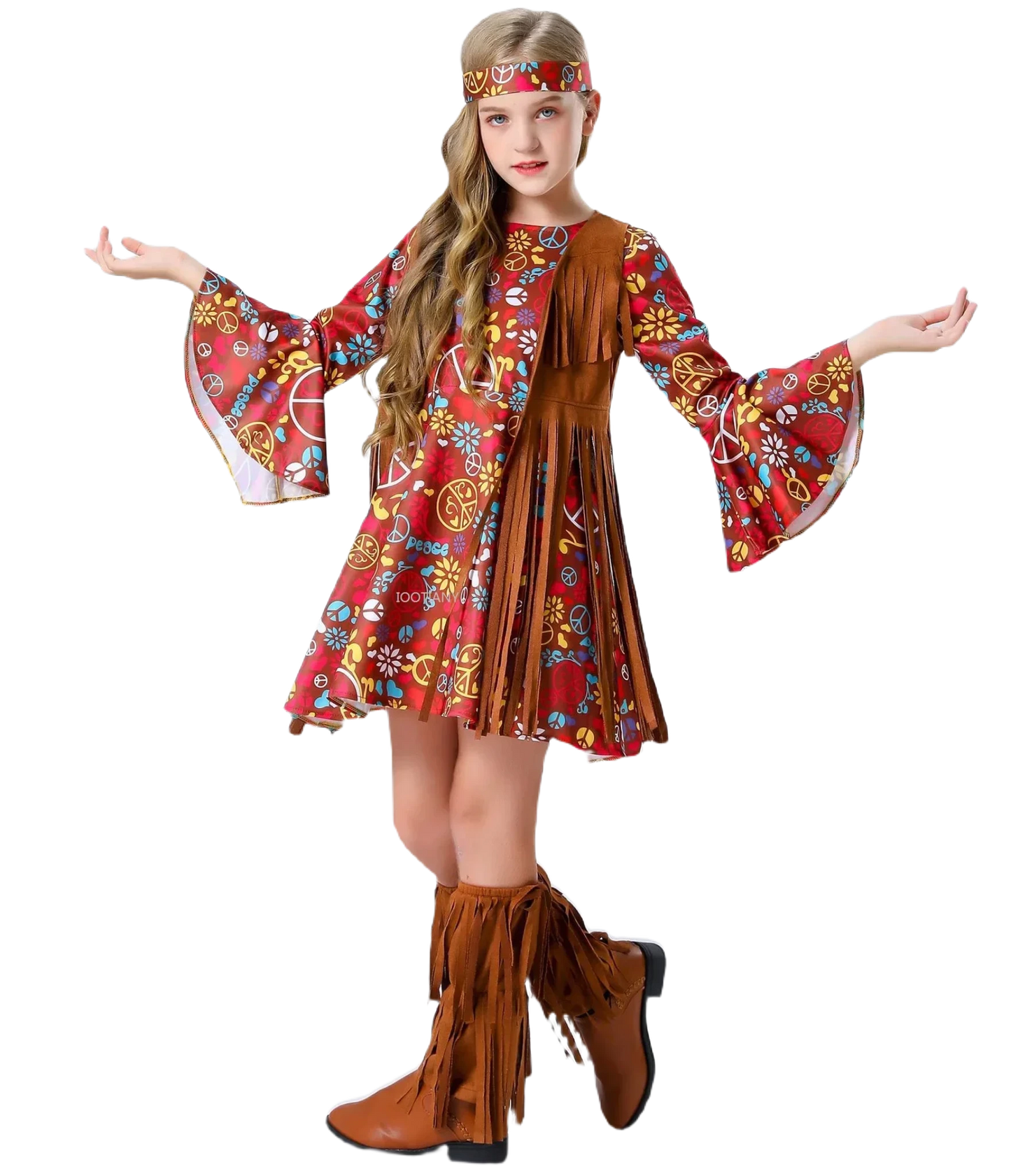 Vintage-Inspired Kids' Hippie Costume Set - Perfect for Halloween, Festivals & Fancy Dress Parties