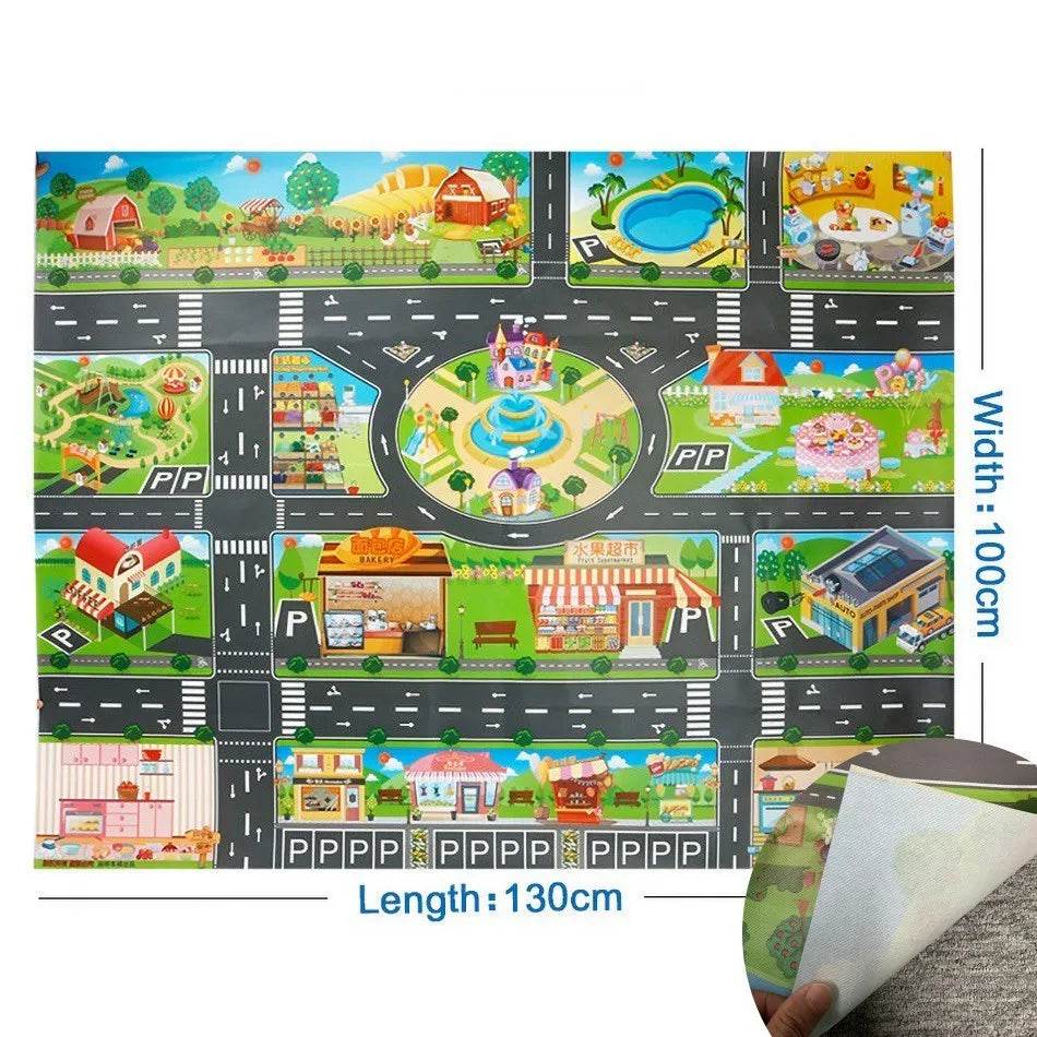 Children Playmat Activity Surface Waterproof Map Kids Animal Road Toy Baby Dinosaur Road Portable Carpet Farm Road Non-Toxic Mat - ToylandEU