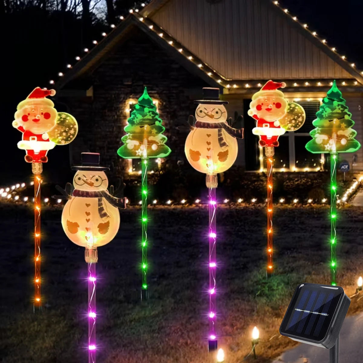Solar Christmas Lawn Lights | 6 In 1 Set | Santa, Tree And Elk Decor