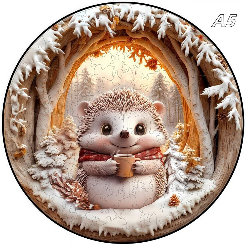 Wooden 3D Puzzle | Mushroom Village Animals Theme | Montessori Gift 12+