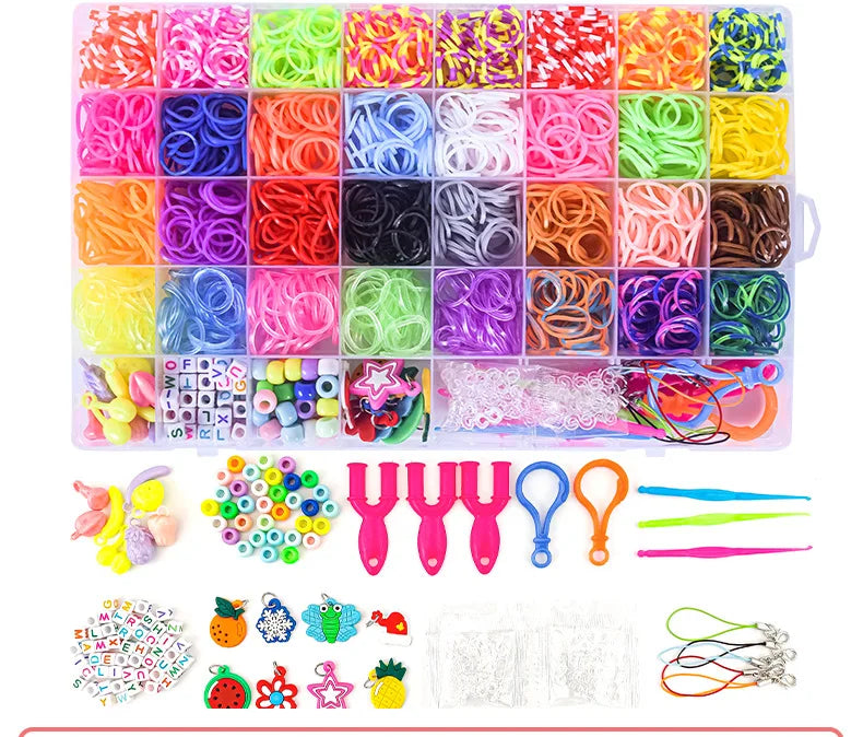 40 Lattice Woven Bracelet Rainbow Rubber Band DIY Knitting Machine Set - ToylandEU