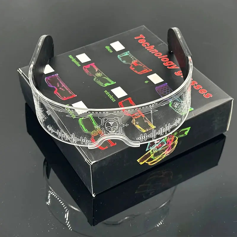 New Acrylic Luminous Glowing Cyberpunk Glasses LED Light Up Halloween Party Glasses Bar Club Props Neon Glasses Supplies - ToylandEU