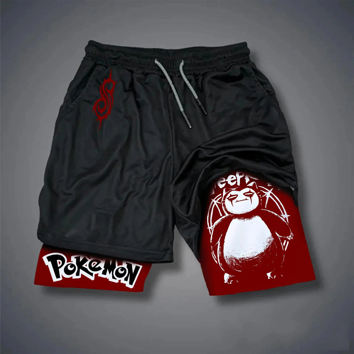 Men's Anime Shorts | Pokemon Graphic | Fake Two Piece | Gym Street