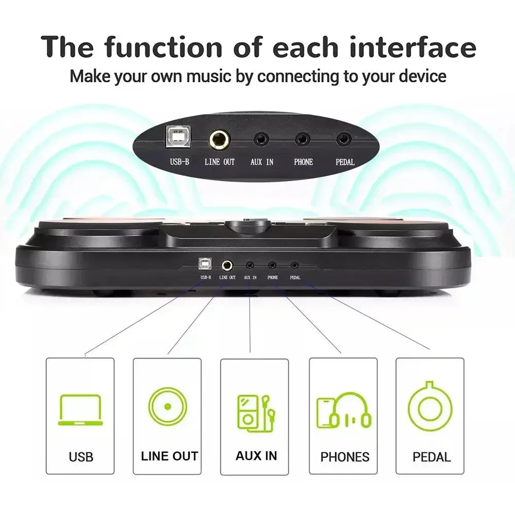 Portable Desktop Electronic Drum Pad With Headphones For Beginners