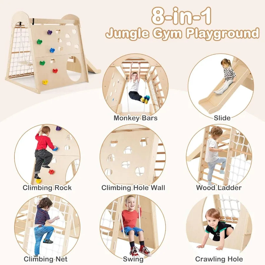 Montessori Beech Wood Indoor Playground Eight In One For Toddlers