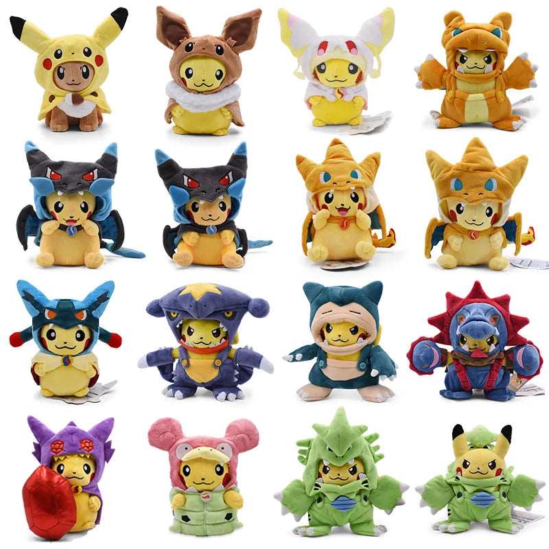 15 Assorted Pokemon Cosplay Plush Toys Pikachu Cos Eevee Charizard - ToylandEU