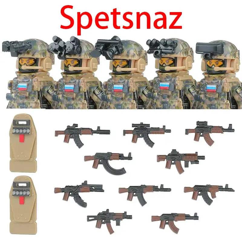 Military Army Figures Building Blocks SWAT Ghost Commando Special Forces Soldier Weapons Gun Hat Shield Belt AK Mini Bricks Toy - ToylandEU