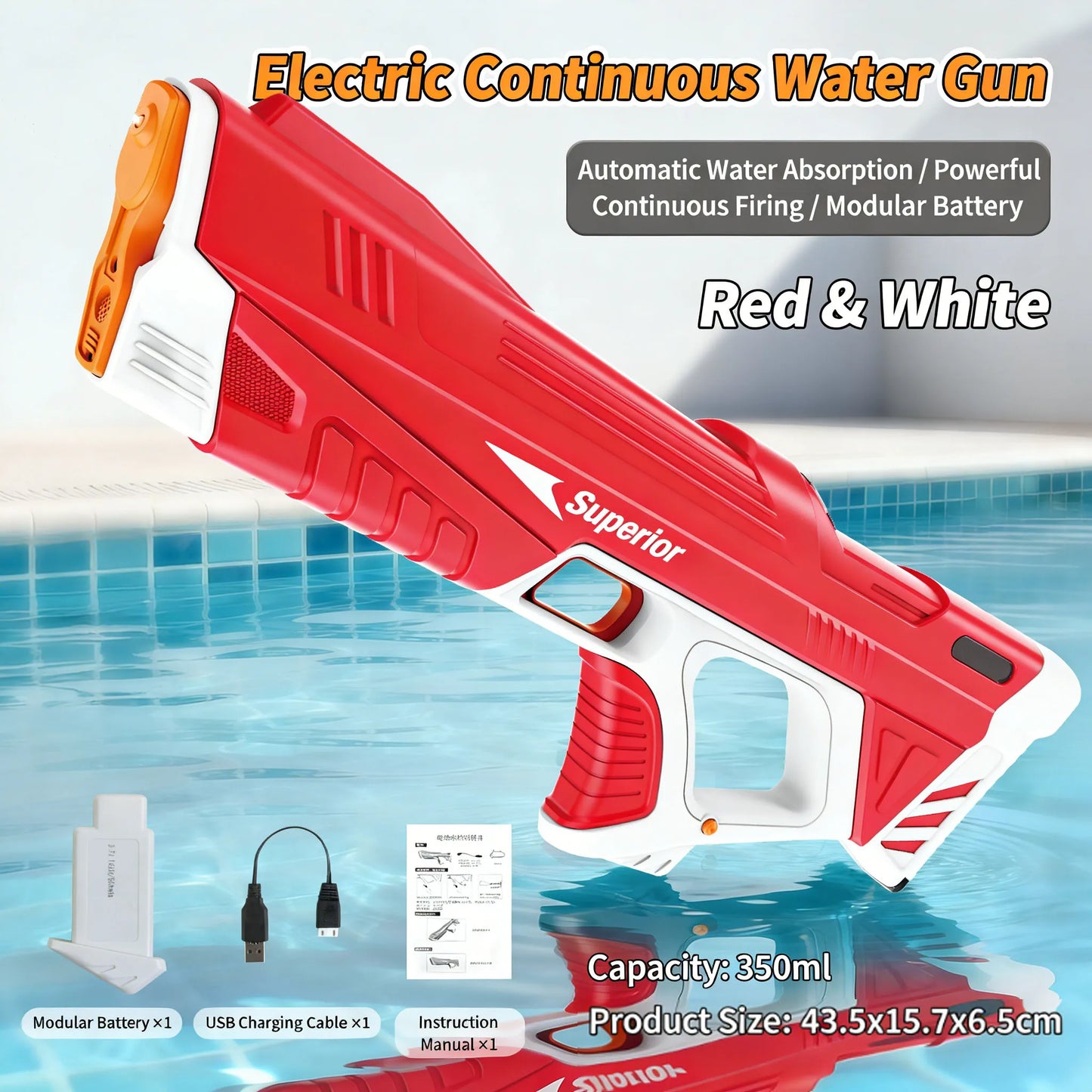 Electric Water Gun For Kids With Large Capacity Battery Powered