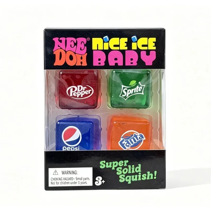 Sensory Fidget Cubes | 4 Pack Clear Ice | Non Toxic Soft Squish | Teen