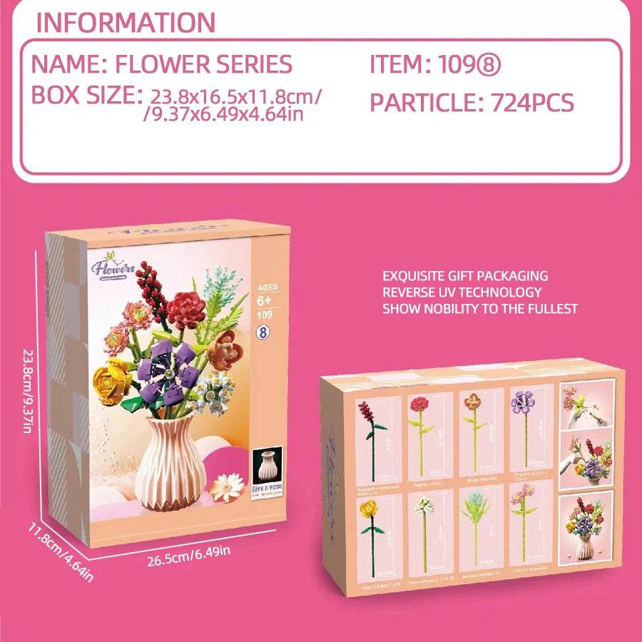 Flower Bouquet Building Blocks Eternal Flower Rose Sunflower Set - ToylandEU