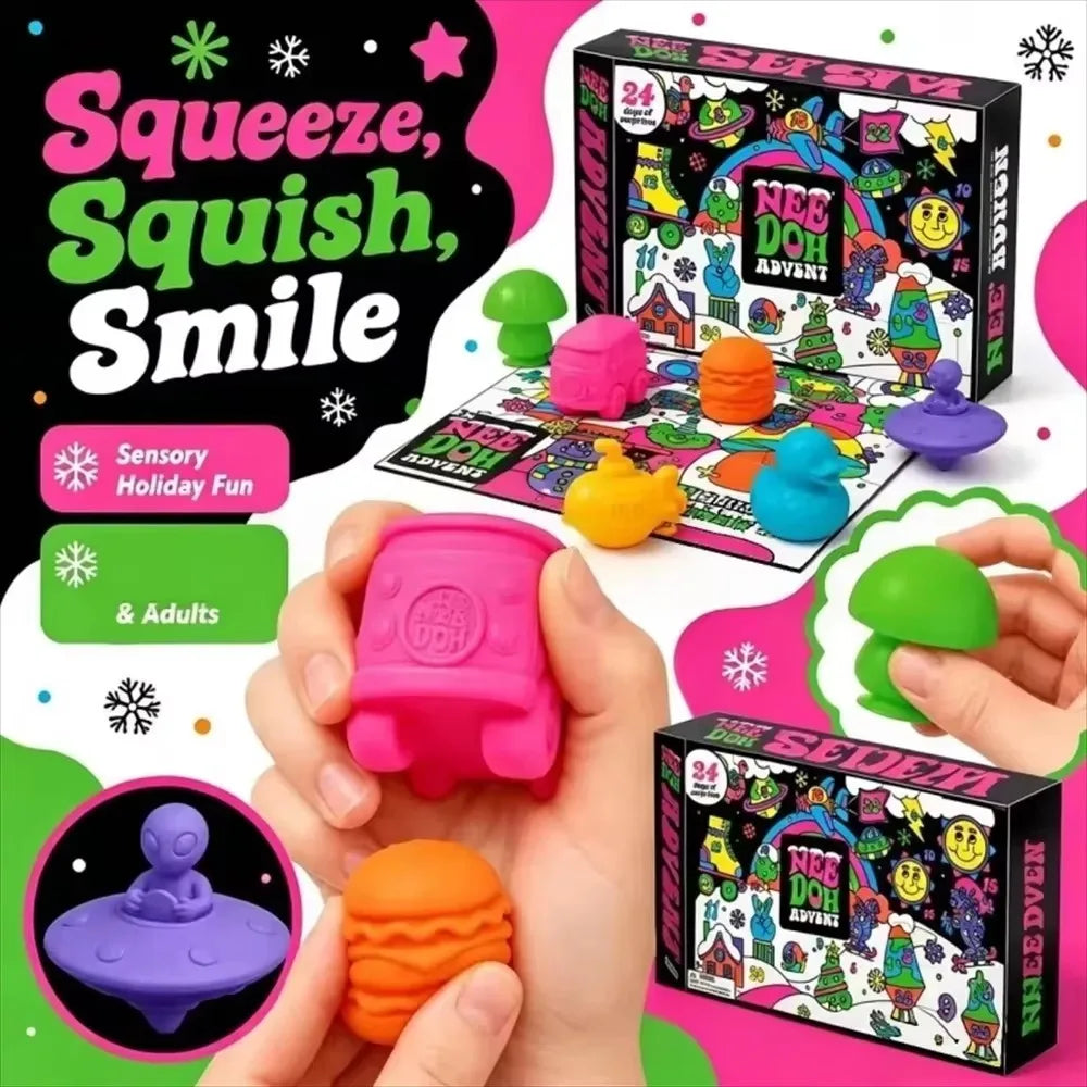 Advent Calendar | 2026 24 Piece 3D PVC Fidget Dolls | Random Blind Box Surprise | Christmas Countdown Gift
