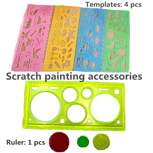 Rainbow Magic Scratch Paper Cards Set - 10-Piece Doodle Stencil Spiral Gear Kit ToylandEU.com Toyland EU