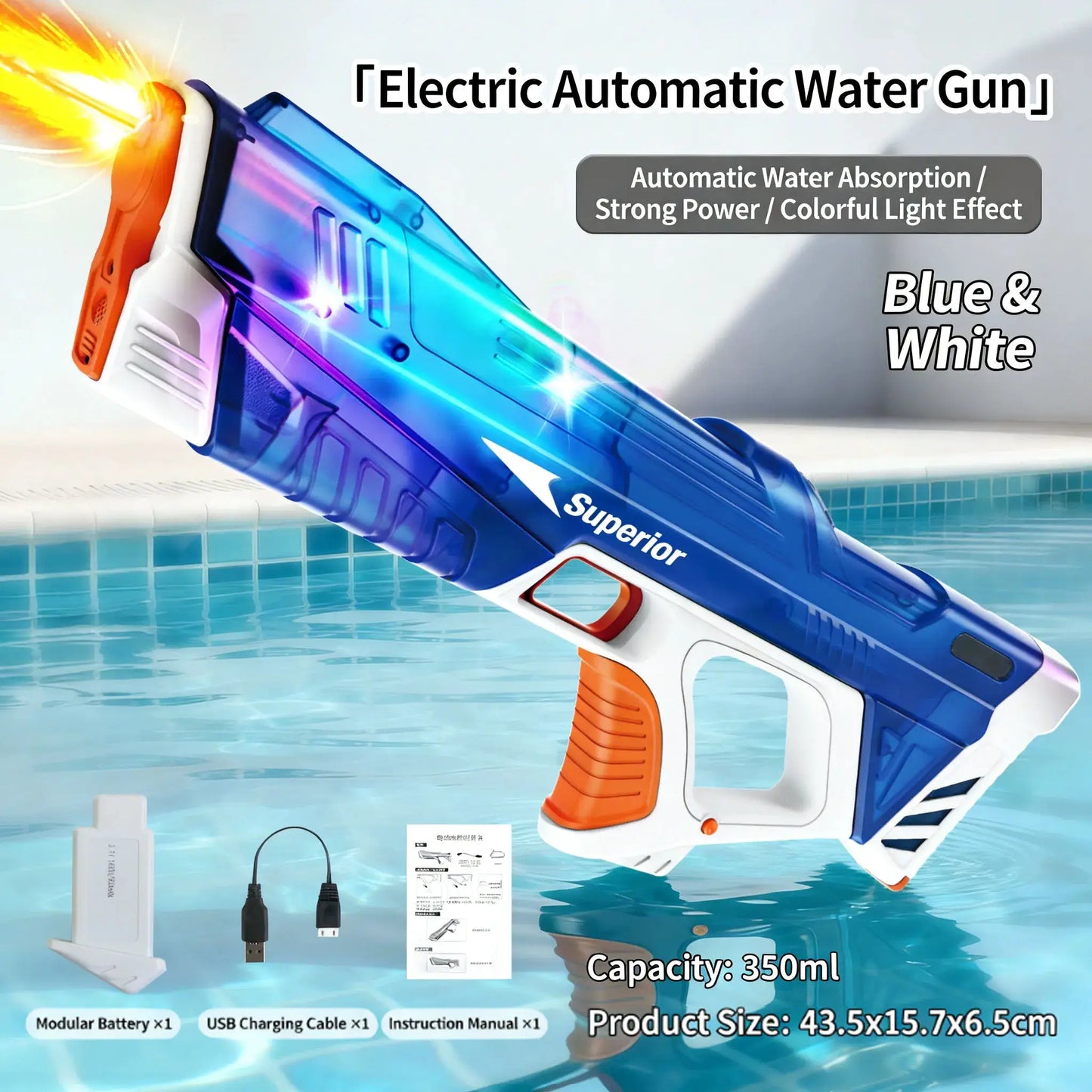Water Guns Electric New Children Wholesale AutomaticWater Absorption Battery DisplayLarge Capacity Boys' Water PlayToyWaterGun - ToylandEU
