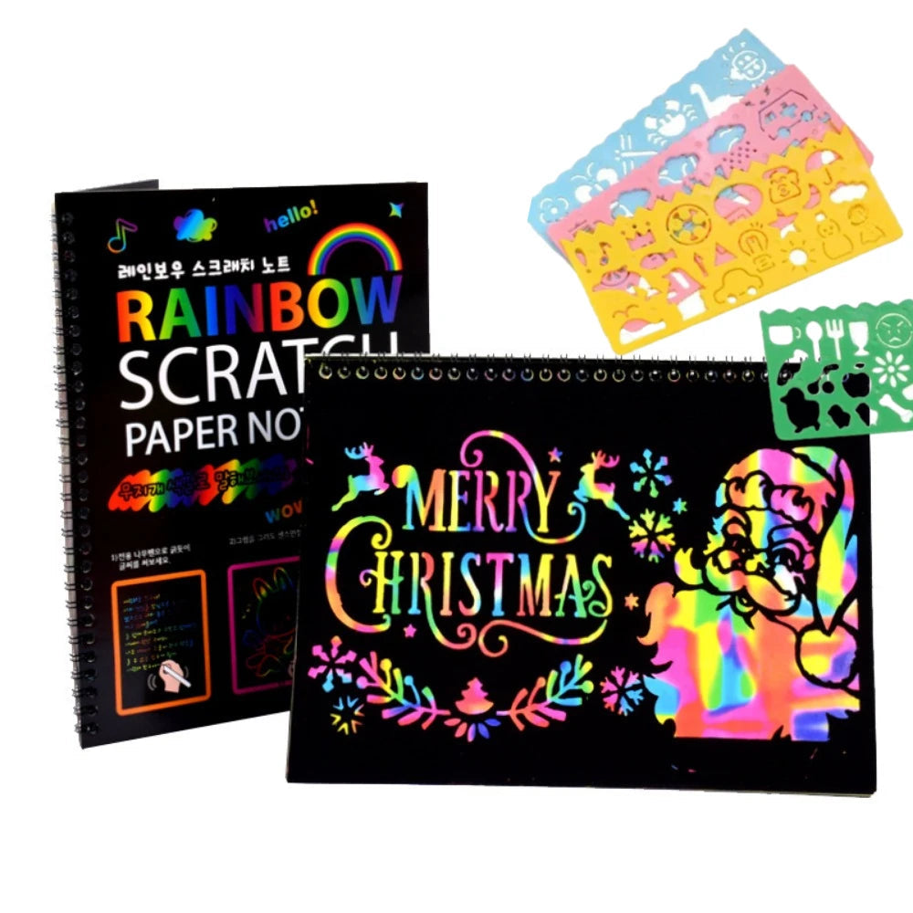 Kids Montessori Scratch Art Painting Book Rainbow Scratch-off Paper - ToylandEU