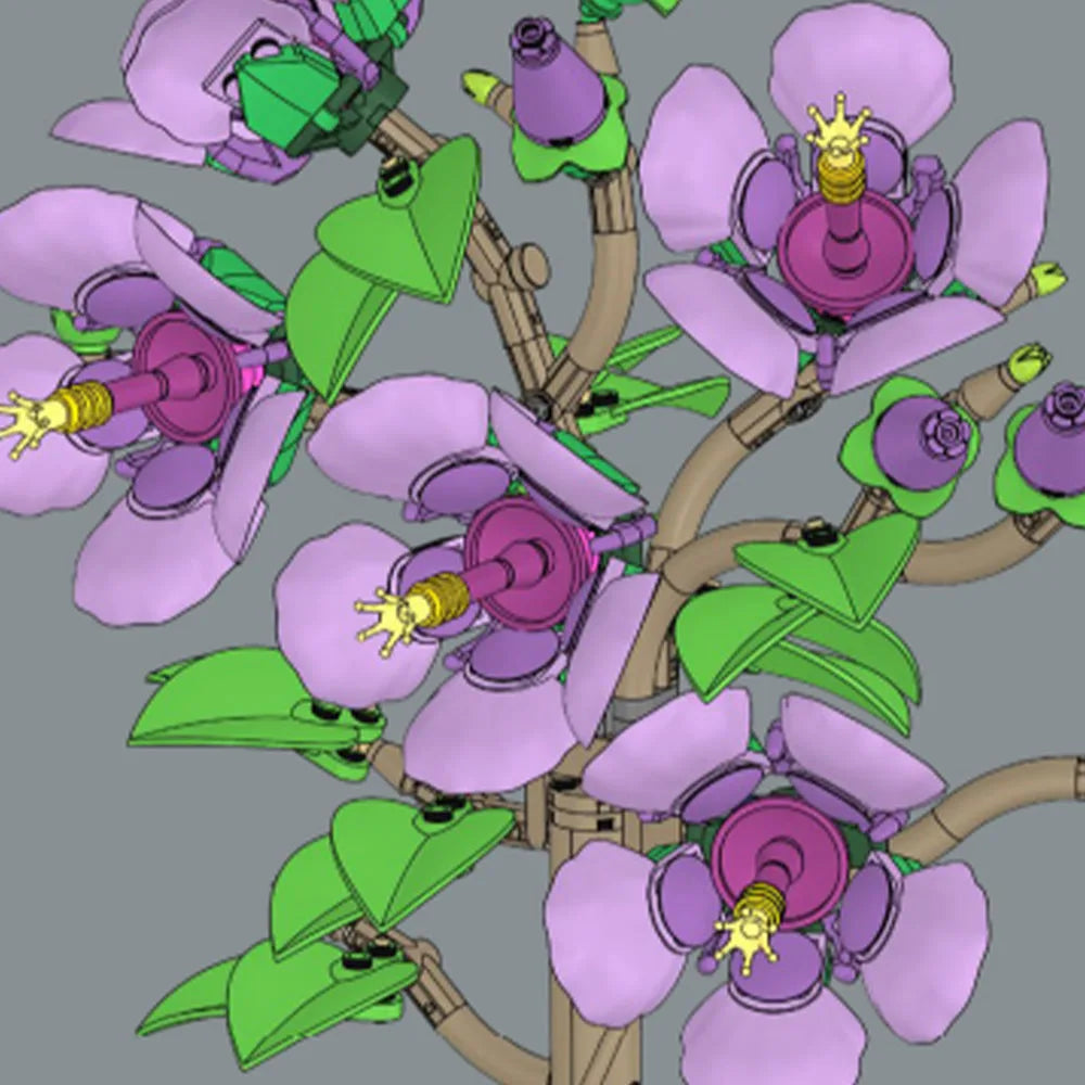 Purple Hibiscus Brick Set | 660 Pieces | Universal Fit | For Ages 14 Plus