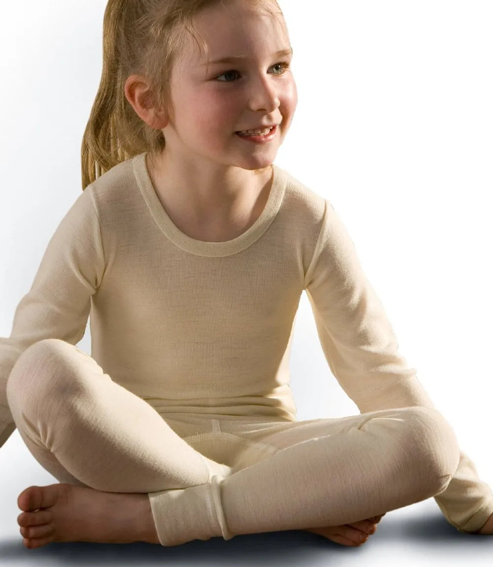 Kids Merino Base Layer Set | 100 Percent Wool | Winter Thermal | Boys Girls