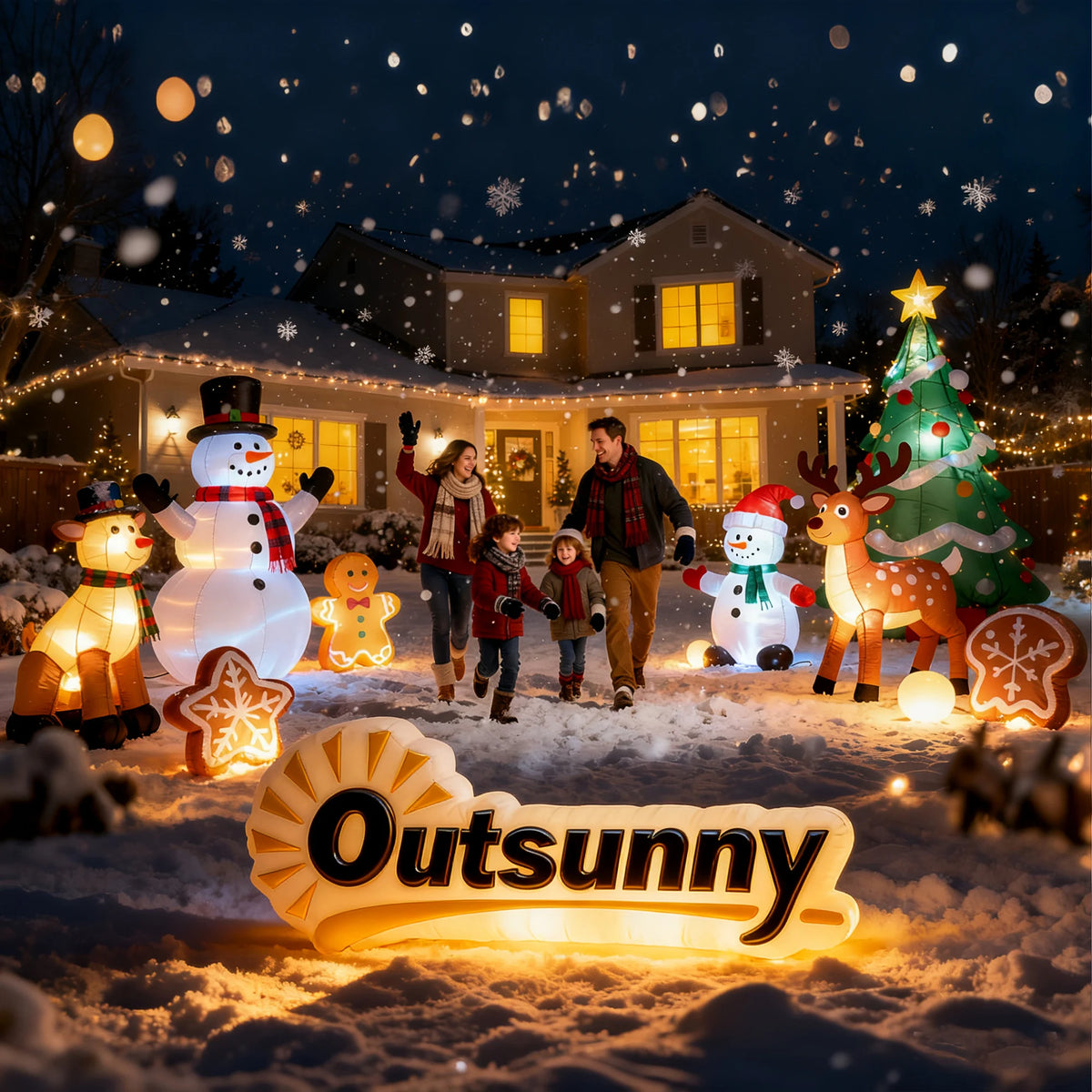 Gingerbread House Christmas Inflatable | 7 Ft Tall | Led Lights | Indoor Outdoor