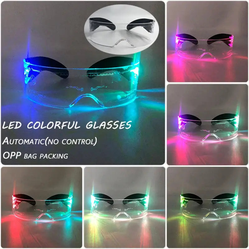 Led Luminous Glasses Bar Masquerade Concert Rave Goggles Rainbow Space Robot Futuristic Led DJ LIGHT Glasses Star Y2k Glasses - ToylandEU