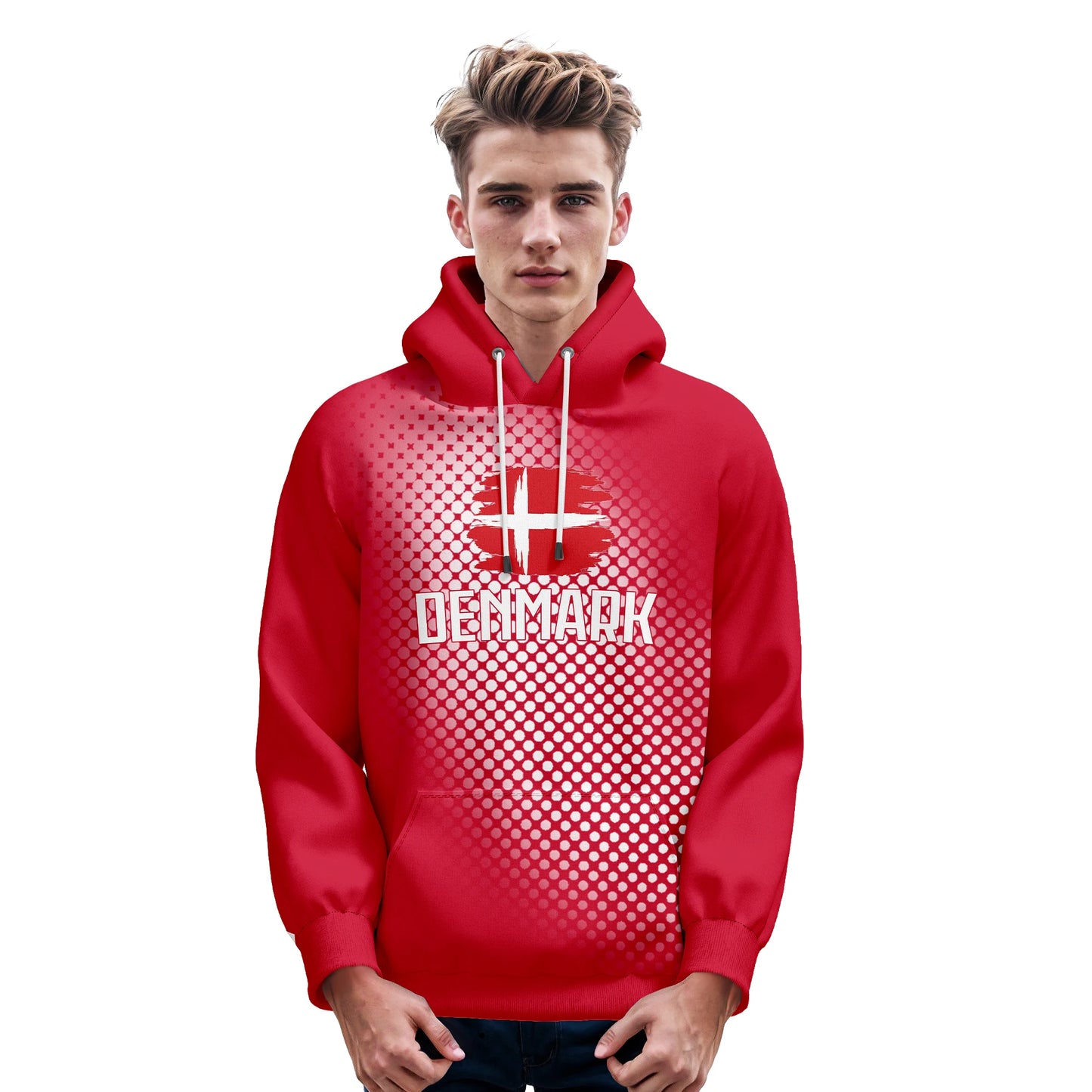 Personalized Denmark Soccer Hoodies for Men, Women, and Youth - Custom Name & Number 3D Printed Football Sweatshirt for Fans