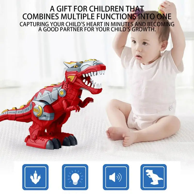 Roaring T-Rex Walking Action Figure Toy with Lights and Sounds for Kids