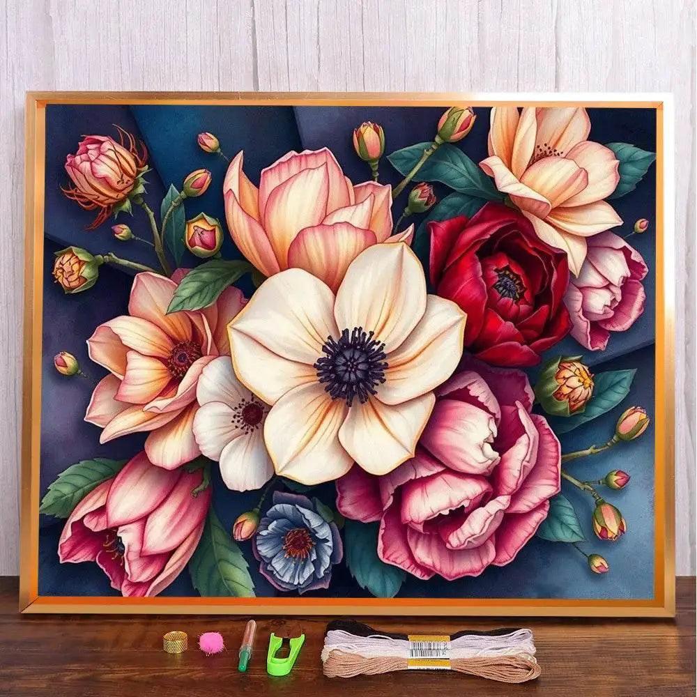  Scenery Flower Printed Canvas 11CT Cross-Stitch Set Embroidery Hobby Needlework Handmade Knitting Promotions Mulina Gift -  ToylandEU™