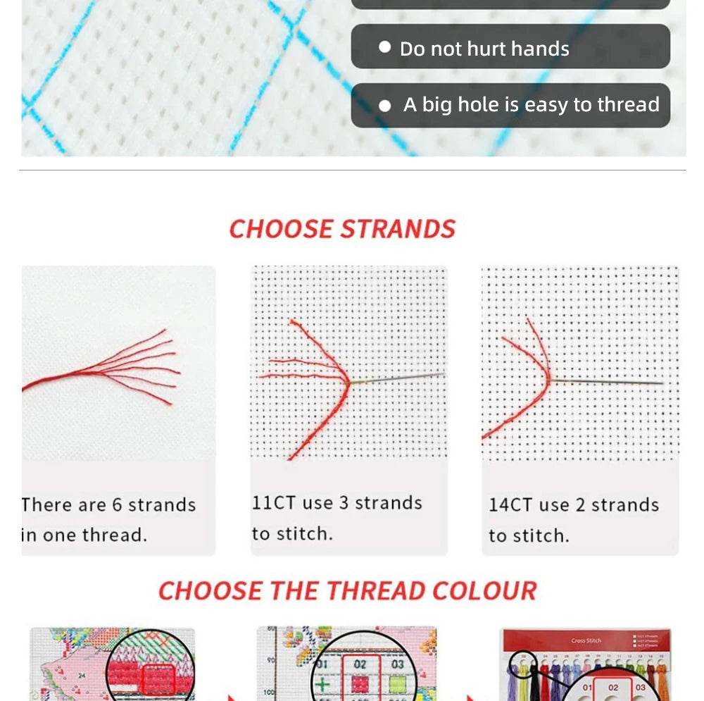 Scenery Flower Printed Canvas 11CT Cross-Stitch Set Embroidery Hobby Needlework Handmade Knitting Promotions Mulina Gift - ToylandEU