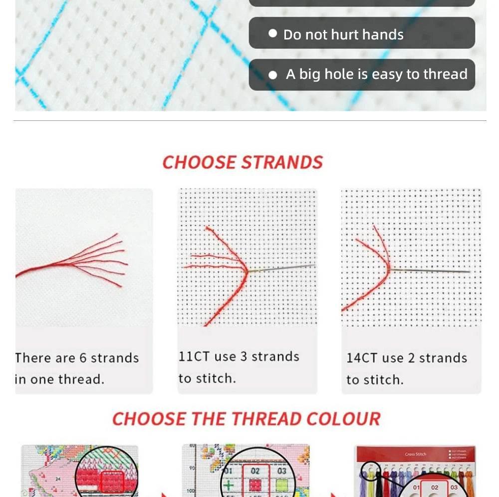 Scenic Castle Design 11CT Cross Stitch Full Kit - DIY Embroidery Craft with Printed Fabric and Mulina Threads - ToylandEU