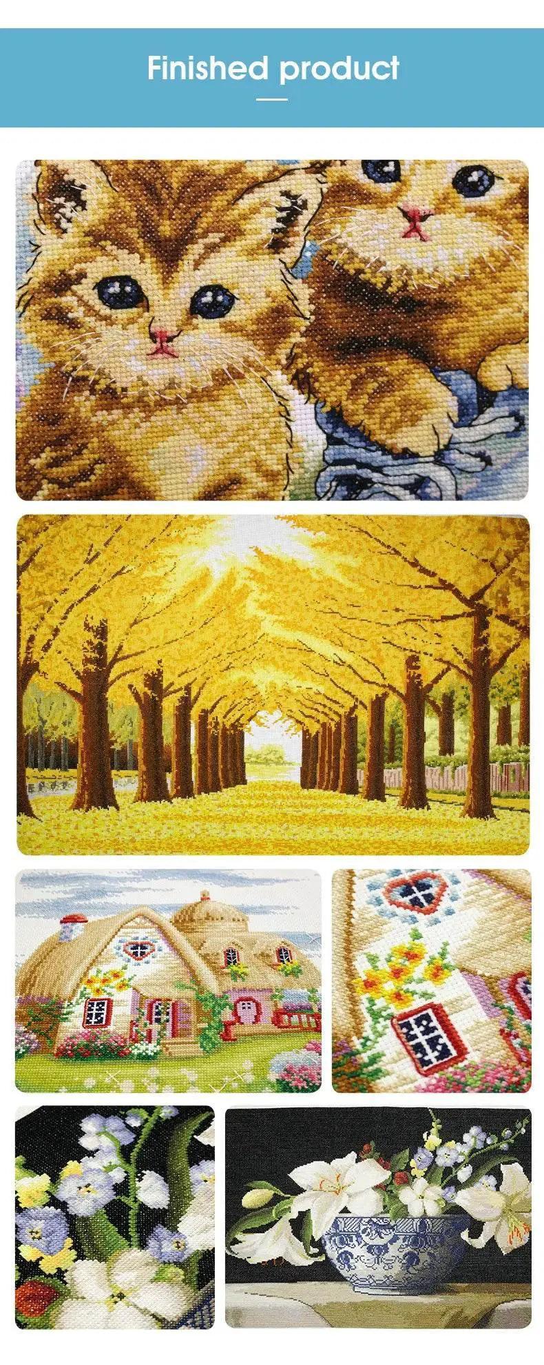  Scenic Joy Sunday Cross Stitch Kit - DIY Aida Embroidery with Clear Pattern and Complete Materials -  ToylandEU™