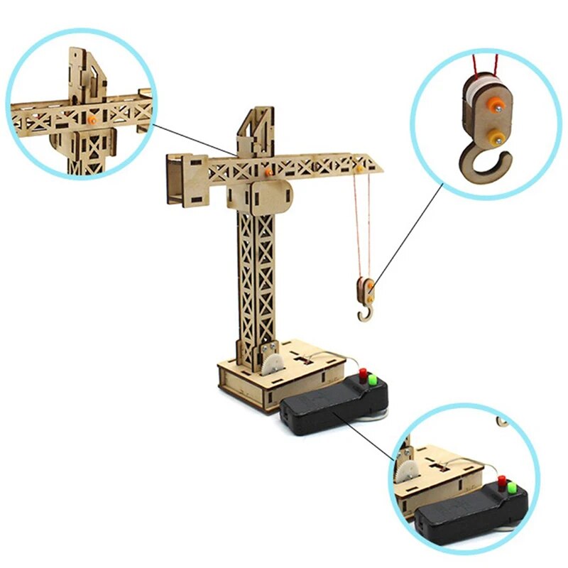 Educational Wooden Remote Control Tower Crane Building Toy for Ages 14+