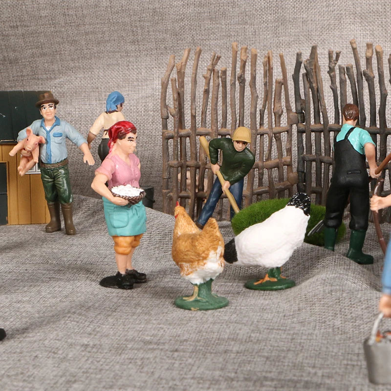 Simulated Farm Character Animals Figurine Breeder Fence Tools Cock - ToylandEU