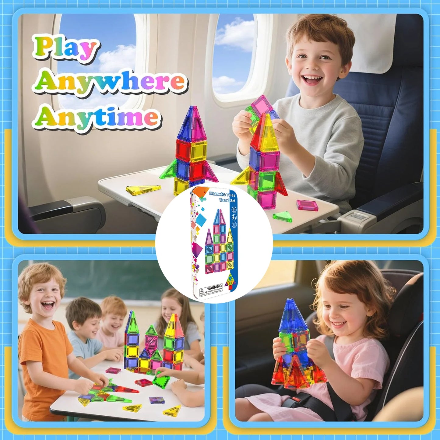 Magnetic Building Blocks Set | 26 or 42 Pieces | Storage Box Included