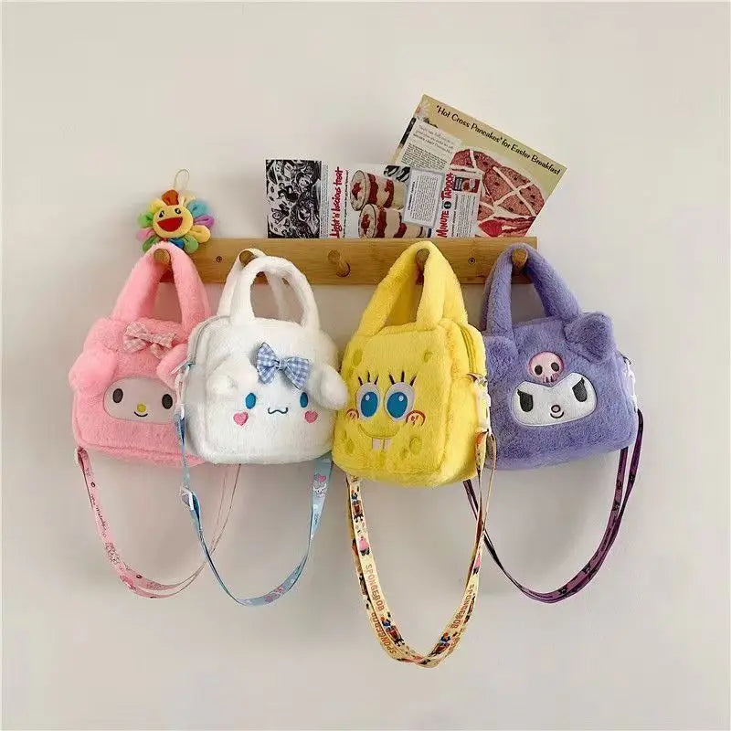 Sanrio Plush Crossbody Bag with Kuromi, Cinnamoroll, and My Melody - ToylandEU